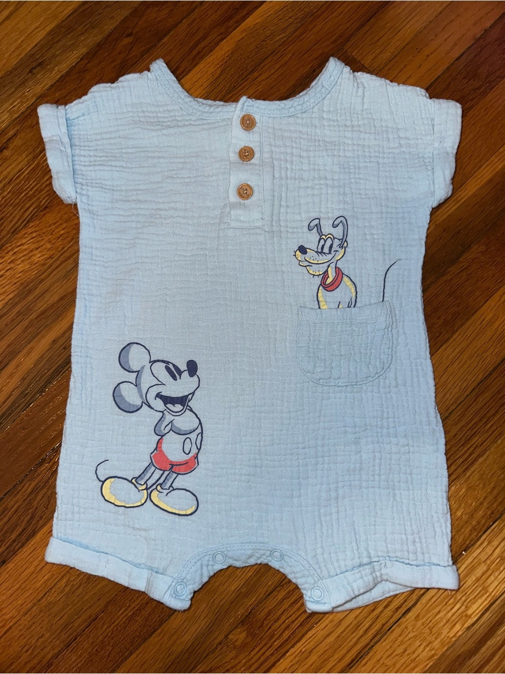 Disney Baby Light Blue Romper with Castle Tag